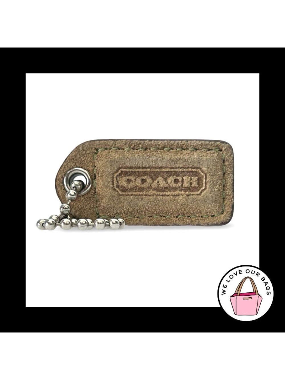 COACH Y2K VINTAGE Hang Tag 1.5" Camel Suede Leather Bag Charm Keychain Fob Small